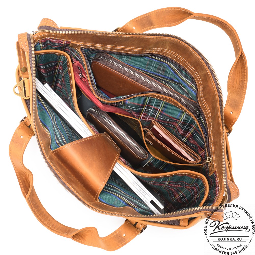  Кожаная деловая сумка "Франклин" (рыжий крейзи)